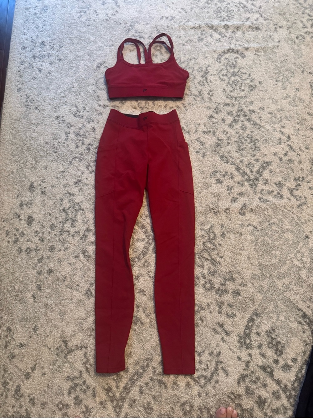 Fabletics Deep Burgundy High-Rise Leggings with Matching Sports Bra size small